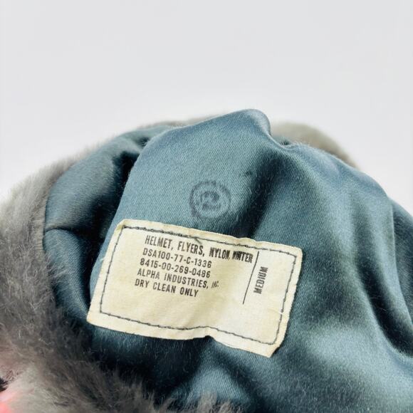 Vintage Military Winter Flying Helmet/Cap - Sage Green Type B9B - Picture 3 of 6